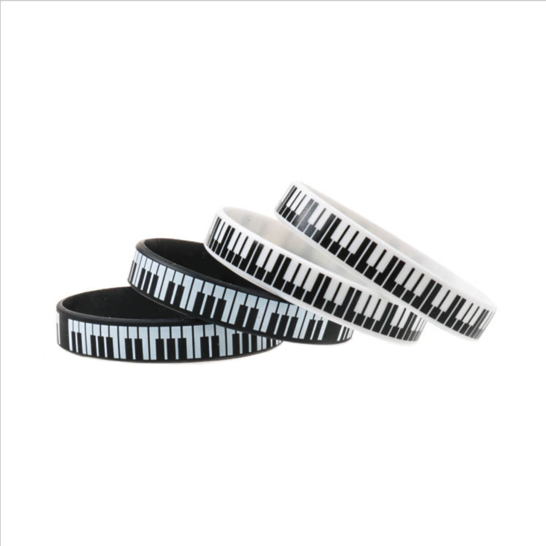 Musical Instrument Jewelry - 1 ชิ้น/10 ชิ้น สายรัดข้อมือซิลิโคนรูปคีย์เปียโน ของขวัญงานดนตรี สายรัดข้อมือยืดได้