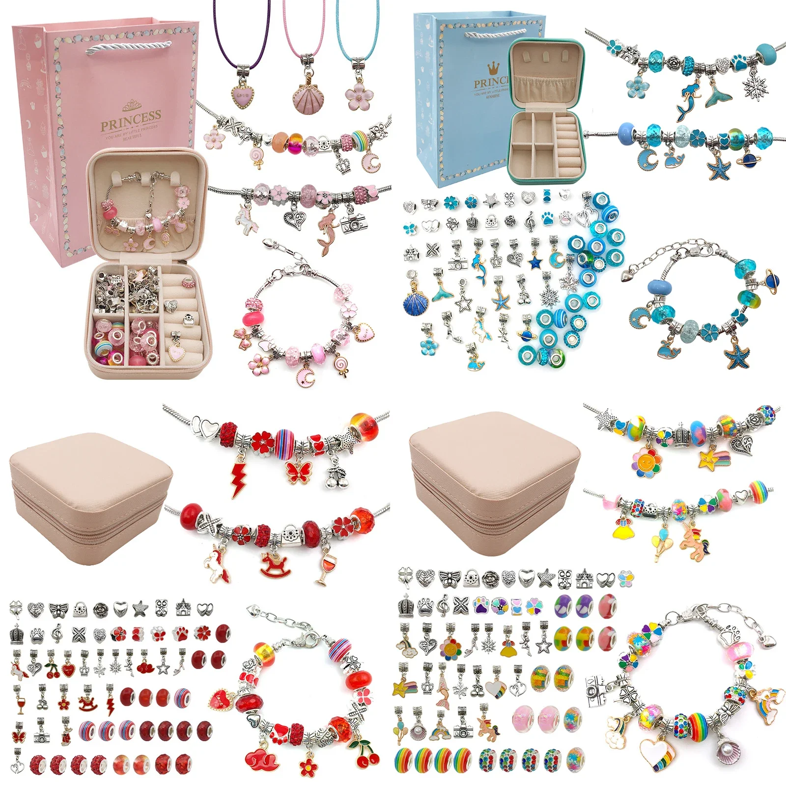 Musical Instrument Jewelry - ชุดทำสร้อยข้อมือเสน่ห์สำหรับเด็กผู้หญิงกล่องของขวัญ66ชิ้นชุดทำเครื่องประดับสำหรับ6-12ของขวัญวันเกิดวันคริสต์มาส