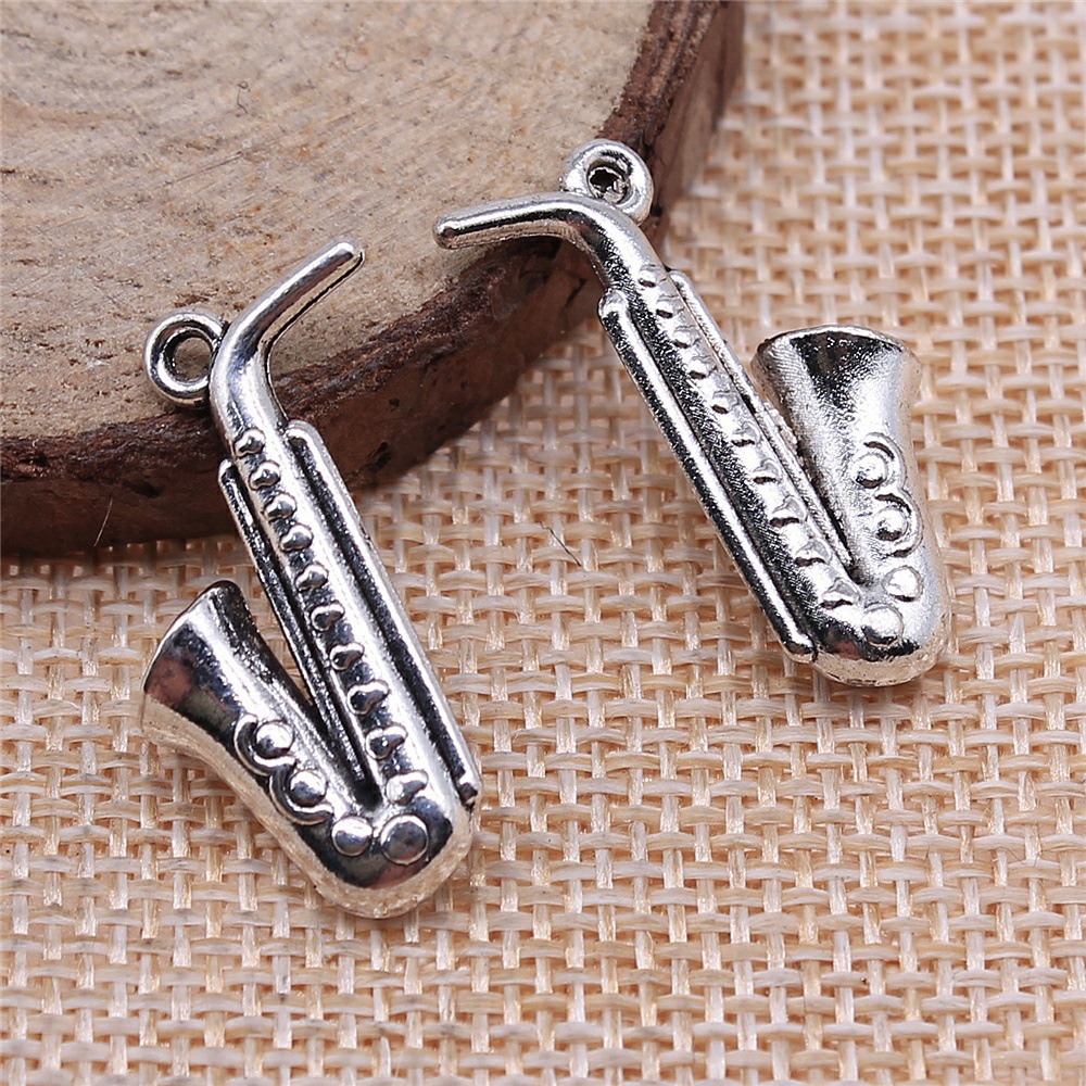 Musical Instrument Jewelry - 20 ชิ้น 26x21 มม.(1.02x0.83 นิ้ว) สีเงินโบราณ