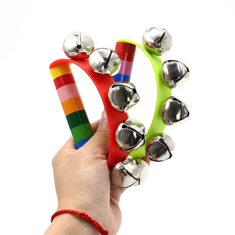 Musical Instrument You Shake - กระดิ่งมือรูปสายรุ้ง ด้ามจับไม้ เครื่องดนตรีเคาะจังหวะ ของเล่นเขย่ามือ สำหรับผู้ใหญ่ เด็กชาย