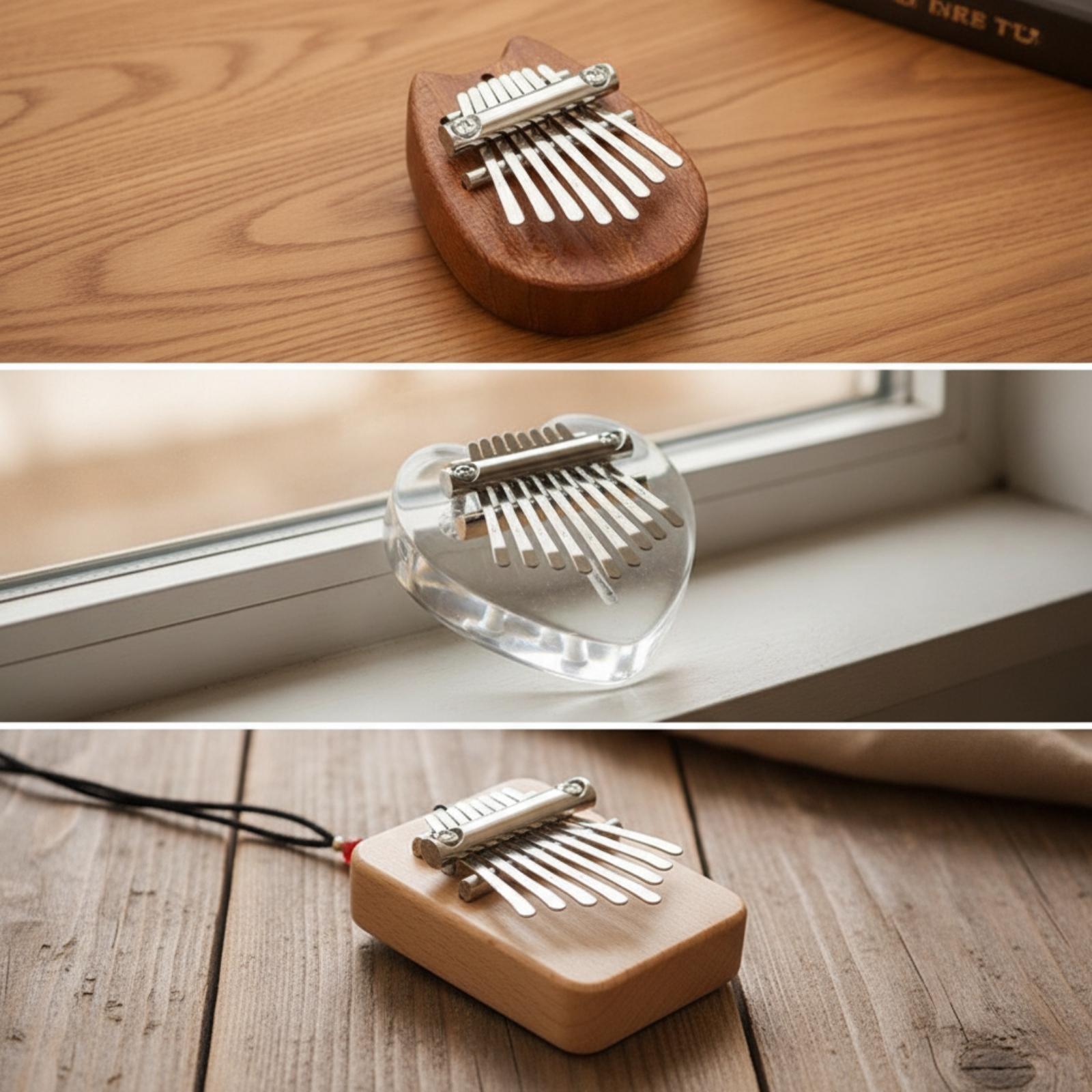A Musical Instrument With Keys - คาลิมบาเปียโนนิ้วหัวแม่มือขนาดกะทัดรัด 8 โน้ต ตัวเครื่องไม้ คีย์โลหะ เครื่องดนตรีขนาดเล็กสำหรับผู้เริ่มต้นและผู้ใหญ่เพื่อการผ่อนคลาย