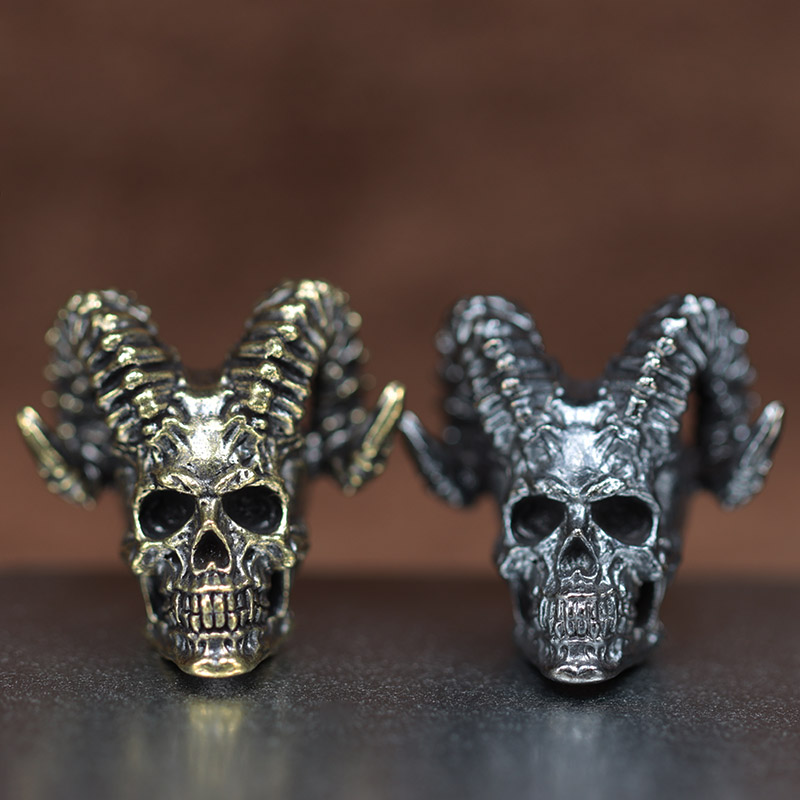 Musical Instrument Jewelry - แพะ Horn Skull หัวทองเหลืองมีดลูกปัด EDC กลางแจ้ง