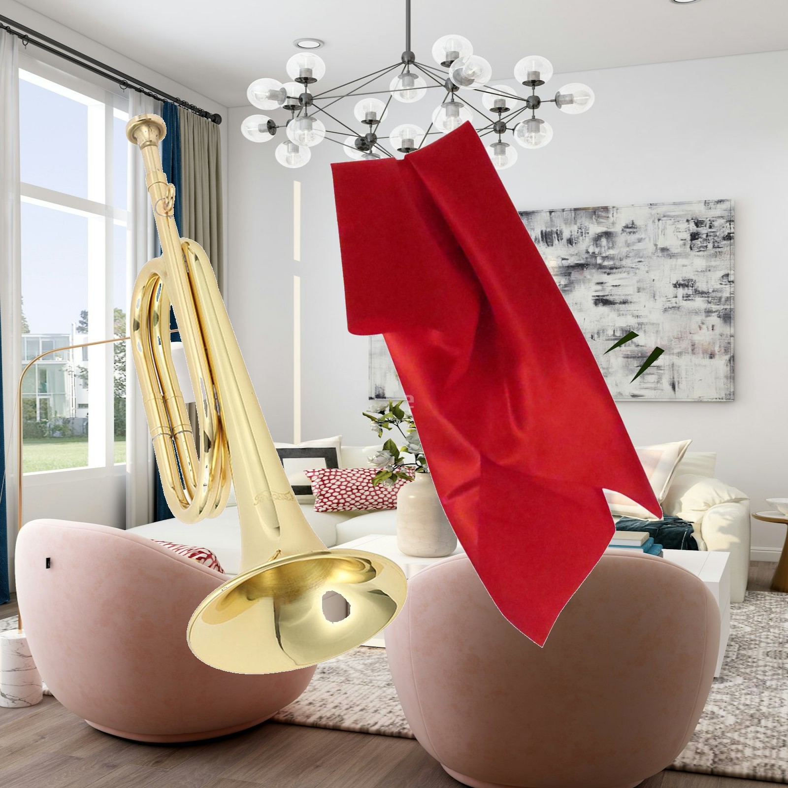 Musical Instrument Bugle - ปากเป่าทรัมเป็ตทองเหลืองขนาดเล็ก แบบมีห่วงคล้องคอ สีทอง ของขวัญสำหรับวงดนตรี เหมาะสำหรับผู้เริ่มต้น ฝึกหัดวงทหารม้าและวงออร์เคสตรา