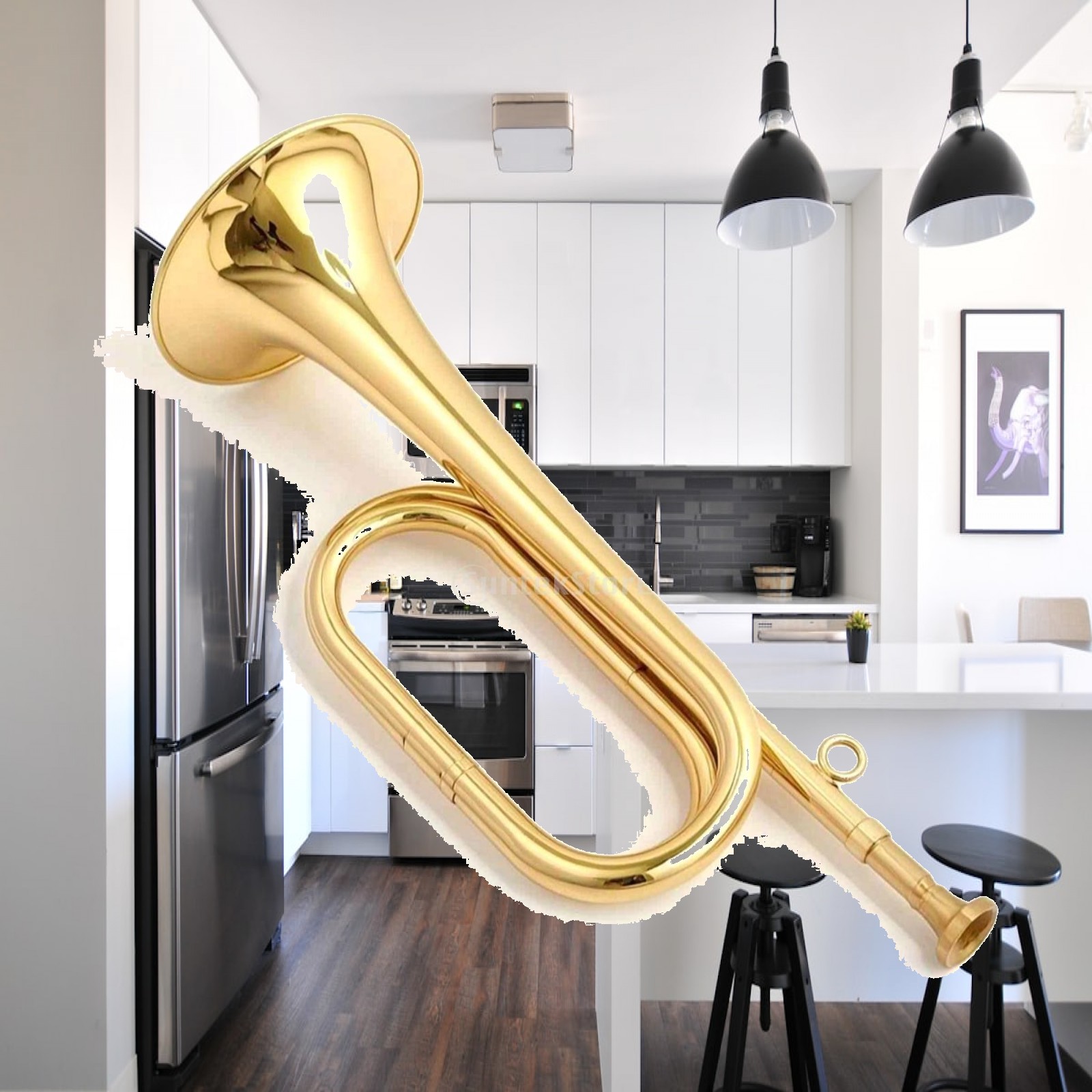แตรลมทองเหลืองขนาดเล็กพร้อมห่ว - Musical Instrument Bugle บทวิจารณ์และราคา
