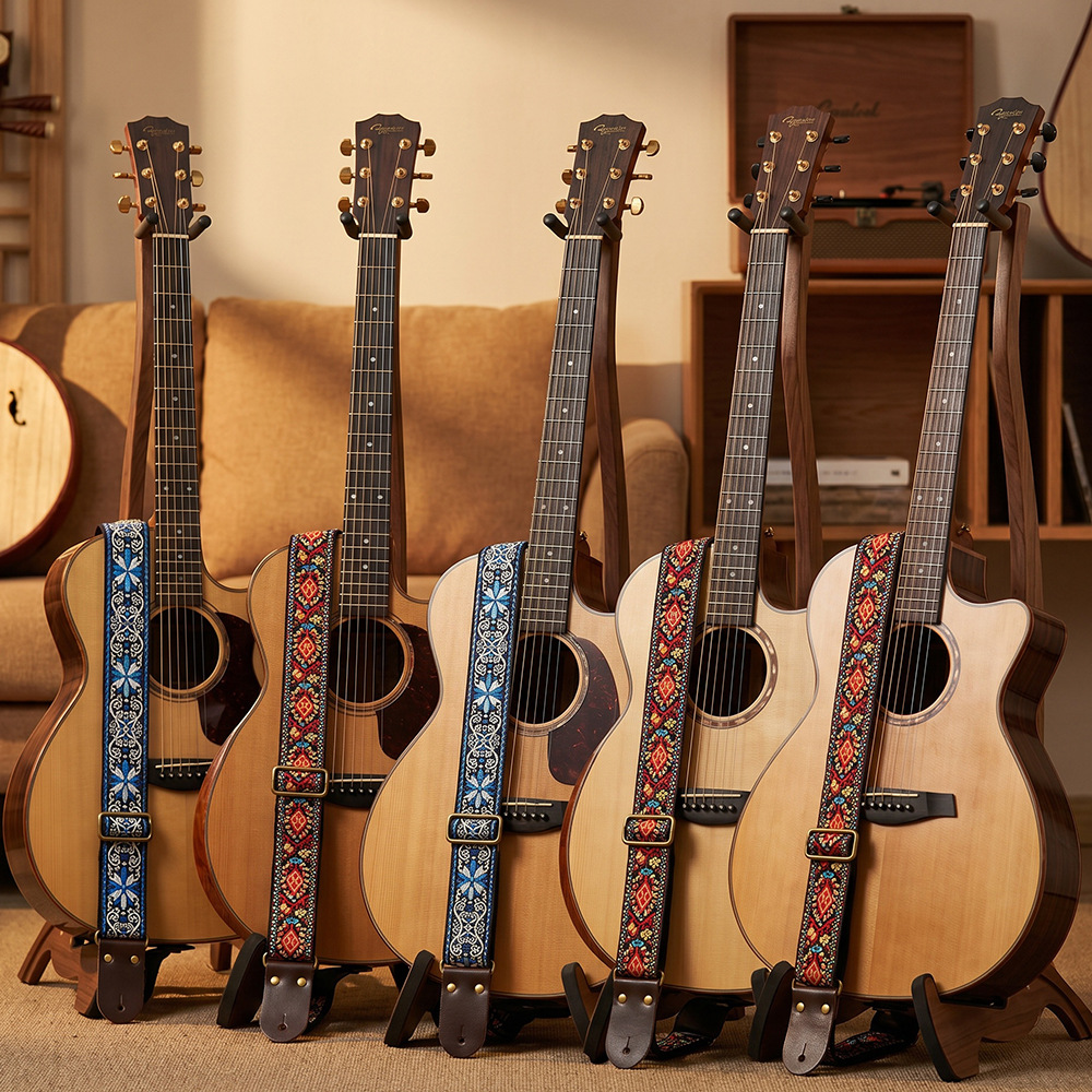 สายสะพายกีตาร์ปักลายสไตล์วินเท - Musical Instrument Note บทวิจารณ์และราคา